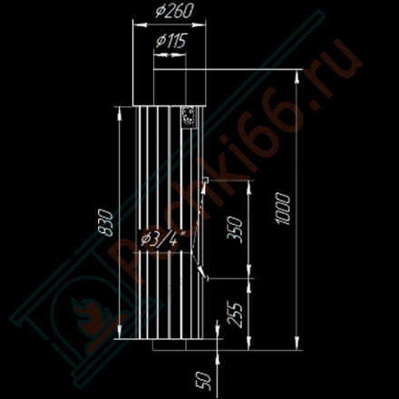 Дымоход с регистром Окаменевшее дерево перенесённый рисунок, d-115, L=1000 мм (Feringer)