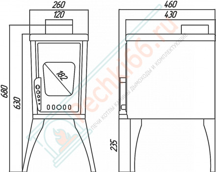 Отопительная печь Афина (Варвара) до 70 м3