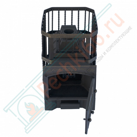 Чугунная печь для бани Сибирь-24, с каминной топочной дверцей (НМК)