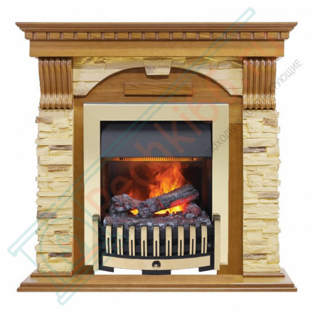 Электрокаминокомплект Dublin - Дуб / Сланец с очагом Danville Brass FB2