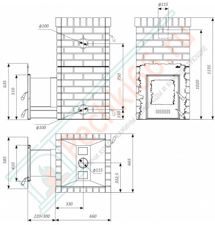 Дровяная банная печь Grill'D Retro World Long