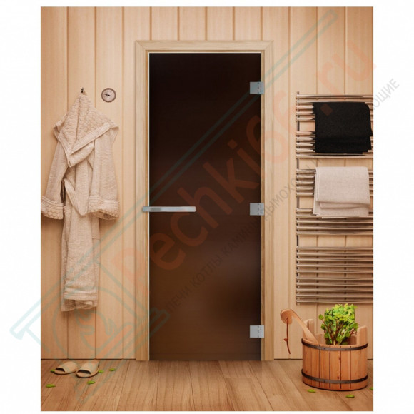 Дверь для бани и сауны Эталон, матовая бронза 10мм, 200х80 см (по коробке) (DoorWood) в Иркутске