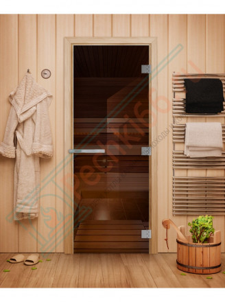 Дверь для бани и сауны Эталон, бронза 10мм, 200х80 см (по коробке) (DoorWood)