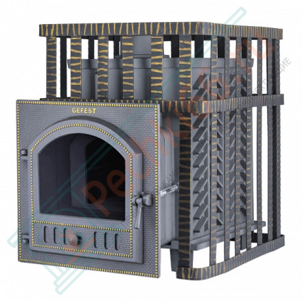 Чугунная печь для бани Гефест GFS ЗК 18 (П) в сетке (ТехноЛит)