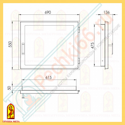 Дверка для камина ДК 690 1С (Мета)