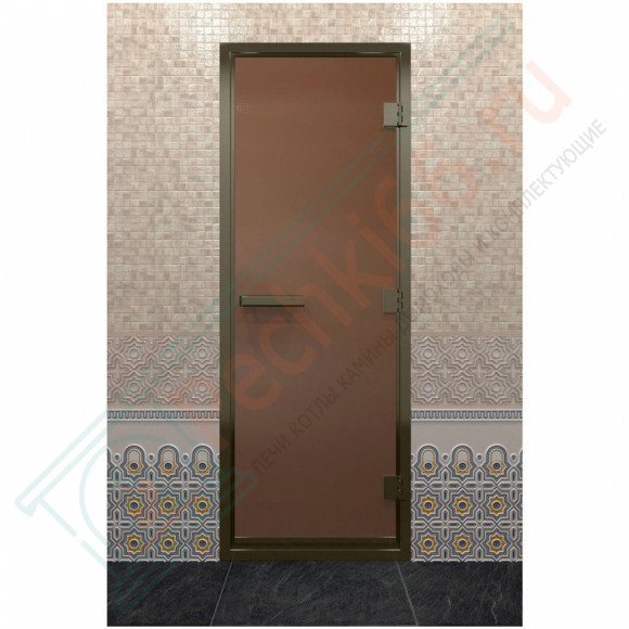 Дверь для хамама в бронзовом профиле, бронза матовая 200x70 (DoorWood) в Иркутске
