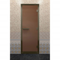 Дверь для хамама в бронзовом профиле, бронза матовая 190x80 (DoorWood)
