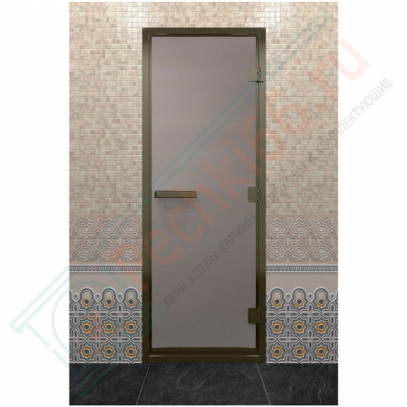 Дверь для хамама в бронзовом профиле, сатин 190x80 (DoorWood) в Иркутске
