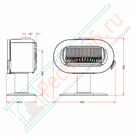 Печь-камин FIFTY SUR PIED антрацит (INVICTA)