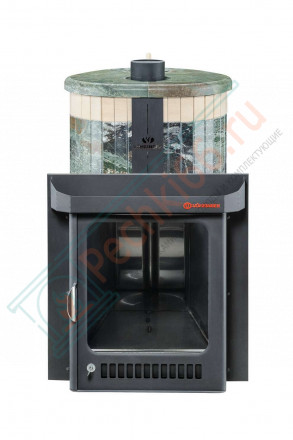 Дровяная банная печь Ферингер ОПТИМА "Жадеит перенесённый рисунок + Окаменевшее дерево" до 28 м³