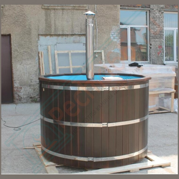 Японская баня Фурако круглая с пластиковой вставкой с внутренней печкой 200х200х120 (НКЗ) в Иркутске