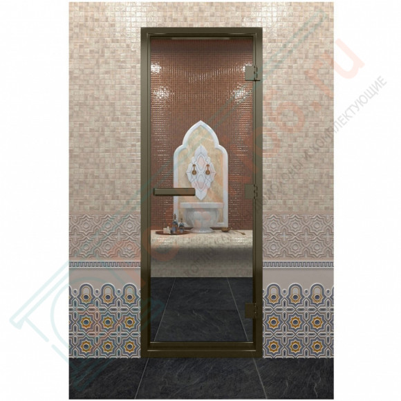 Стеклянная дверь DoorWood «Хамам Прозрачная» в бронзовом профиле 2000х800 (по коробке) в Иркутске