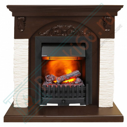 Каминокомплект Bern Сланец мелкий белый / Темный дуб с очагом Danville Black FB2