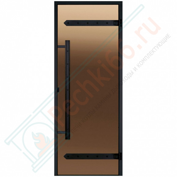 Дверь стеклянная для сауны LEGEND, бронза, коробка чёрная сосна 1900х800 (Harvia) D81901МL в Иркутске