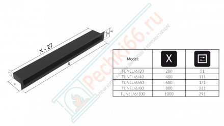 Каминная решётка стальная Tunel/6/60/SZ (Kratki)