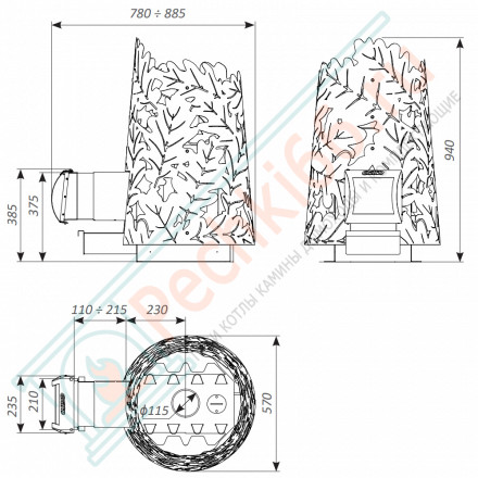 Дровяная банная печь Grill'D Dubravo 180 Long