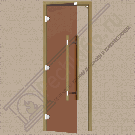 Дверь стеклянная для бани и сауны, бронза, коробка кедр, ручка с металлической вставкой 1900х700 (Sawo) 741-3SGD в Иркутске