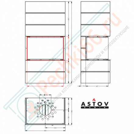 Печь-камин Ферро П3С 8457, черный (Астов)