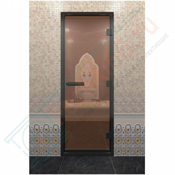 Дверь для хамама в черном профиле, бронза 2000x700 мм (DoorWood) в Иркутске