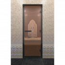 Дверь для хамама в черном профиле, бронза 1800x700 мм (DoorWood) Дверь для хамама в черном профиле, бронза 1800x700 мм (DoorWood)