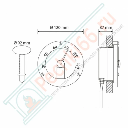 Гигрометр для сауны Cariitti черный, требуется 1 оптоволокно D=2-4 мм