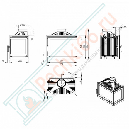 Каминная топка Grawena left с левым стеклом (NORDflam) 14 кВт