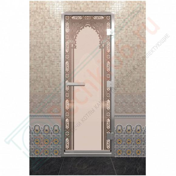 Стеклянная дверь DoorWood «Хамам Восточная Арка Бронза матовая» 200х80 (по коробке) в Иркутске