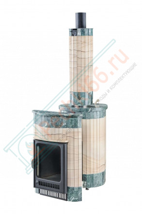 Дровяная банная печь Макси ПФ "Окаменевшее дерево перенесённый рисунок + змеевик" (Ферингер)