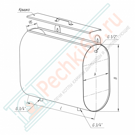 Бак выносной «Горизонтальный эллипс» (НЕРЖ-201/1,0мм) 75 л (Феррум)