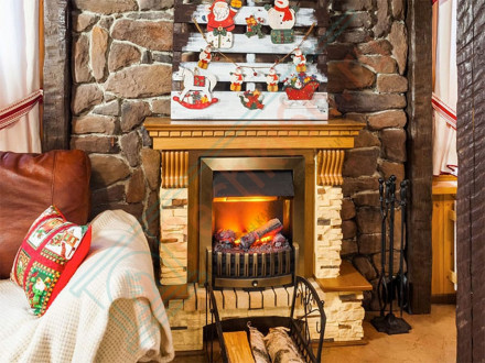 Каминокомплект электрический Pierre Luxe угловой - Темный дуб / Сланец (Высота 1050мм) с очагом Danville Black FB2 (Dimplex)