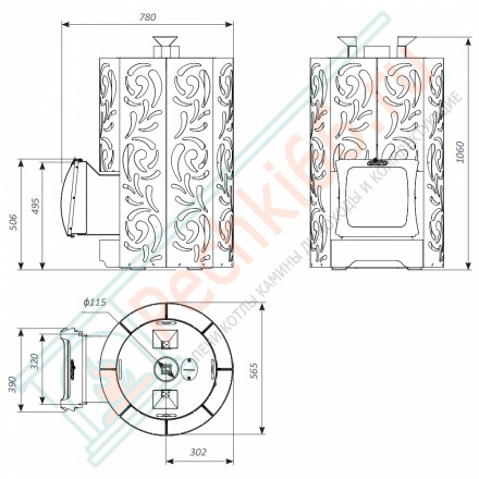 Дровяная банная печь Grill'D Violet World Romb Short Window Max