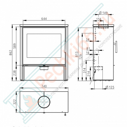 Печь-камин Aledo камень (Romotop)