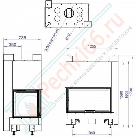 Каминная топка CFL 1000B левая, черный шамот (Stav)