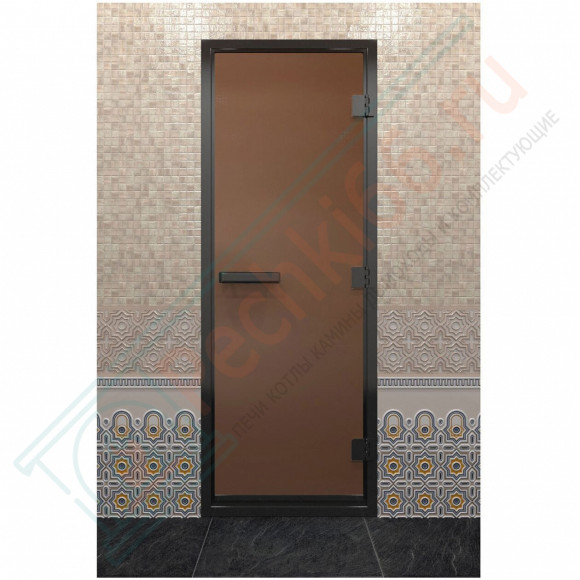 Дверь для хамама в черном профиле, бронза матовая 2000x800 мм (DoorWood) в Иркутске