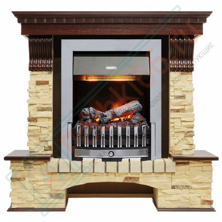 Каминокомплект электрический Pierre Luxe угловой - Темный дуб / Сланец (Высота 1050мм) с очагом Danville Chrome FB2 (Dimplex)