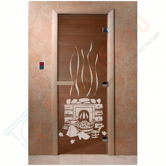 Стеклянная дверь для бани бронза прозрачная "Банька" 1900х700 (DoorWood) в Иркутске