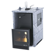 Печь для бани Анапа-М2 в трёхстороннем кожухе из талькохлорита (ИзиСтим)