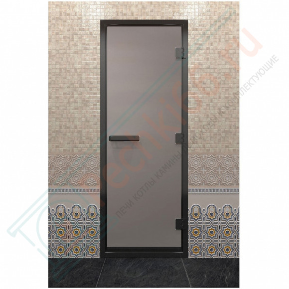 Дверь для хамама в черном профиле, сатин 2000x900 мм (DoorWood) в Иркутске
