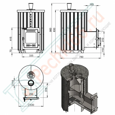 Печь для бани Эверест "Steam Master 18 INOX" Ламель Талькохлорит, S-20