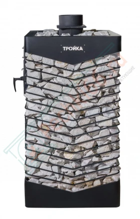 Газовая банная печь из нержавеющей стали № 06-ГТ 80 с сеткой для камней (Тройка) до 80 м3