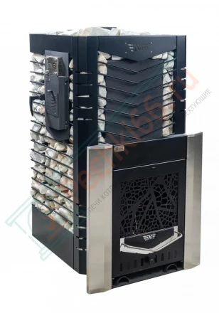 Газовая банная печь из нержавеющей стали № 06-ГТ 80 с сеткой для камней (Тройка) до 80 м3