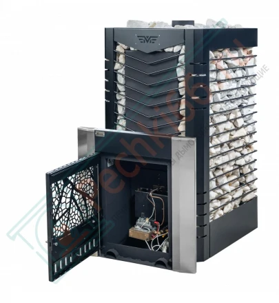 Газовая банная печь из нержавеющей стали № 06-ГТ 80 с сеткой для камней (Тройка) до 80 м3