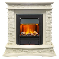 Каминокомплект Luzern - Слоновая кость с электрическим очагом Brookline Black