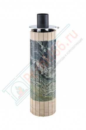 Дымоход с регистром Жадеит перенесённый рисунок + Окаменевшее дерево, d-115, L=1000 мм (Feringer)